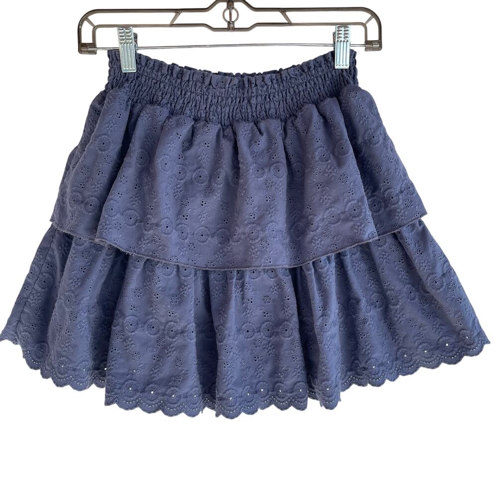 Aqua Tiered Eyelet Ruffle Elastic Waist Pullon Mini Skirt Girls 10/12